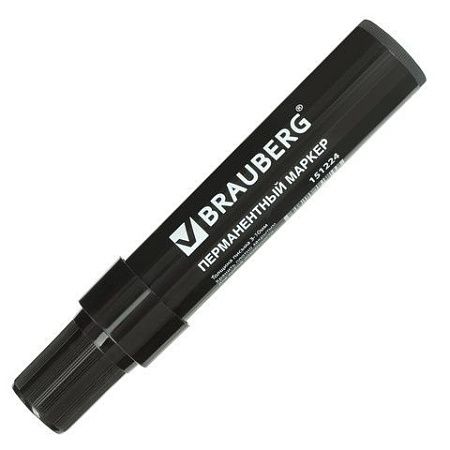 Маркер перманентный BRAUBERG "JUMBO", ЧЕРНЫЙ, ШИРОКАЯ ЛИНИЯ ПИСЬМА, скошенный наконечник, 3-10 мм, 151224 
