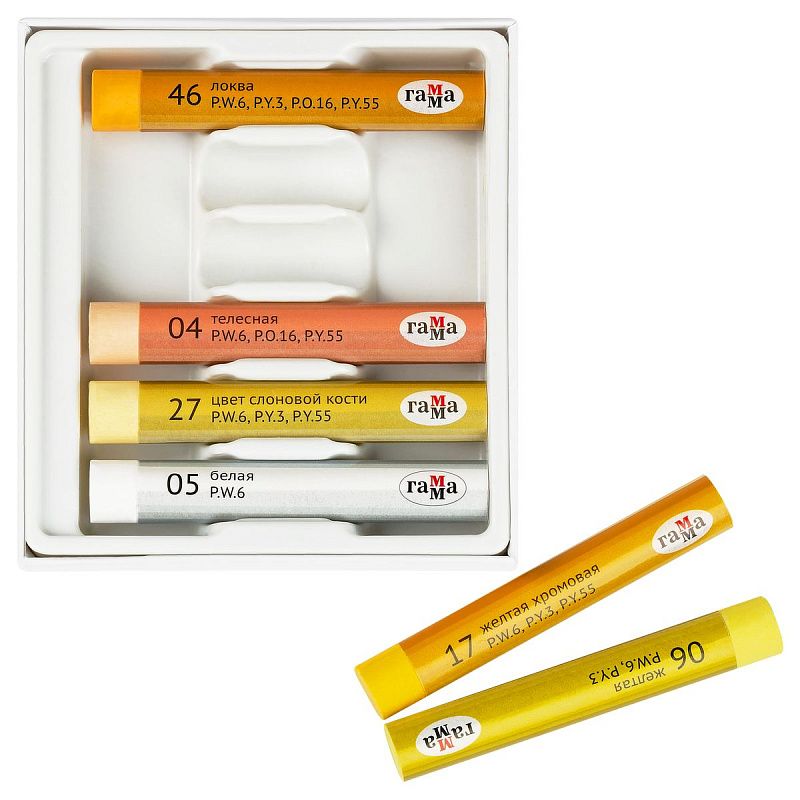 Пастель масляная Гамма "Студия", "Солнечные блики", 6 цветов, картон. упак., европодвес