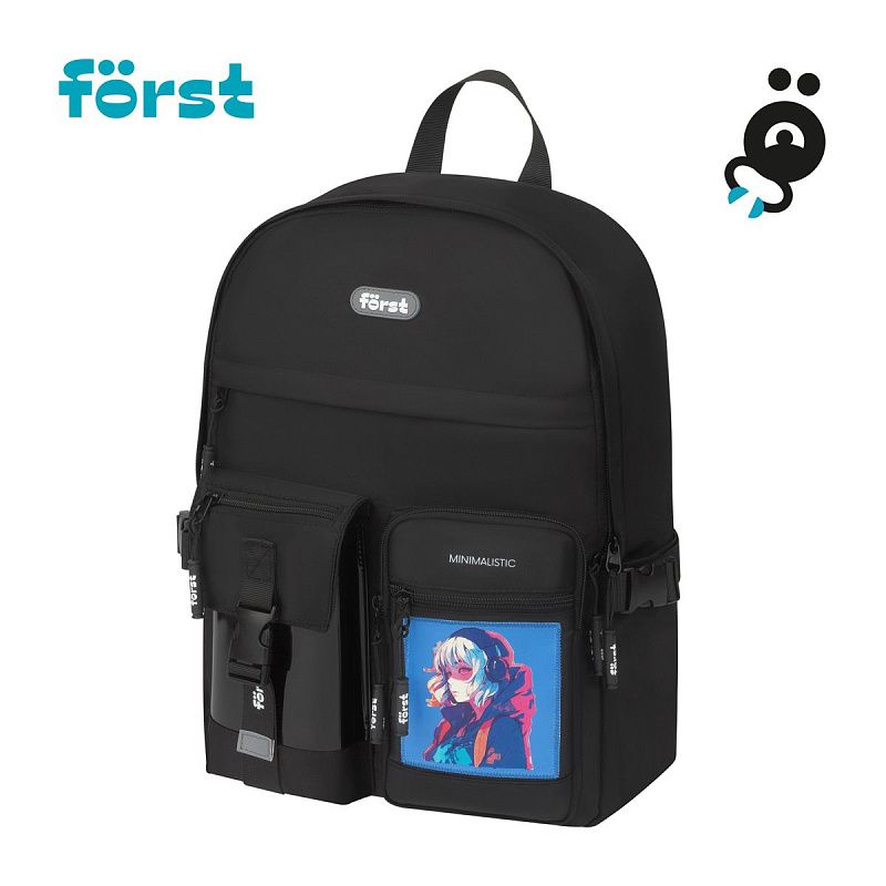 Рюкзак Först F-Teens "Anime girl" 40*28*15см, 1 отделение, 7 карманов, уплотненная спинка 