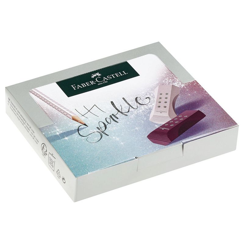 Ластик Faber-Castell "Sparkle" ассорти, трехгранный, 90*15*15мм 