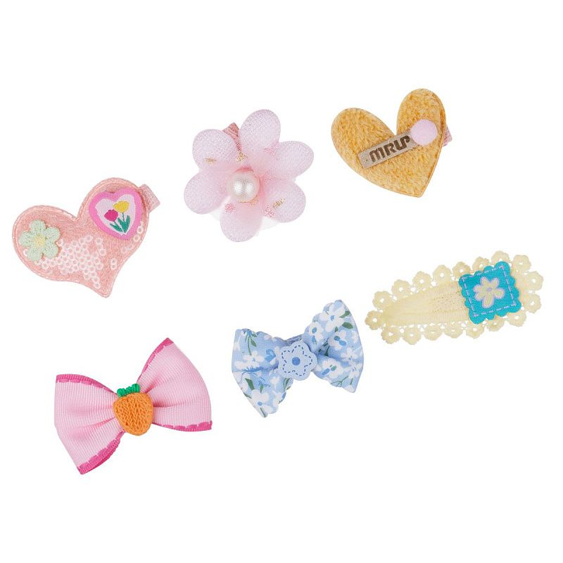 Заколки для волос MESHU, прищепки текстильные, ассорти, 2шт., 5/6см, европодвес