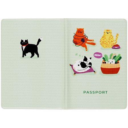 Обложка для паспорта MESHU "Meow", ПВХ, 2 кармана 