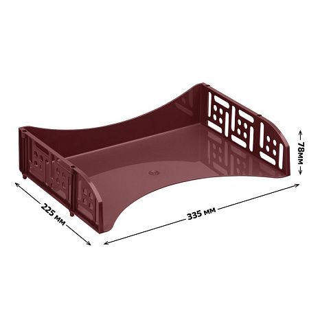 Лоток для бумаг горизонтальный СТАММ "Field", широкая загрузка, бордовый Agra