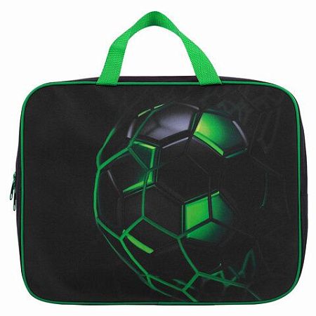 Папка на молнии с ручками BRAUBERG KIDS А4, 1 отделение, полиэстер, 80 мм, "Green ball", 272123 