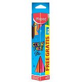 Карандаши цветные MAPED (Франция) "Color'Peps Star", 12 цветов, трехгранные, с точилкой, европодвес, 183213