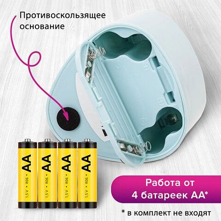 Точилка электрическая BRAUBERG DUAL (для 2 диаметров карандашей!), 4 батарейки АА, голубая, 270578 