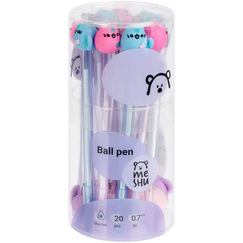Ручка шариковая MESHU "Meow" синяя, 0,7мм, корпус ассорти 