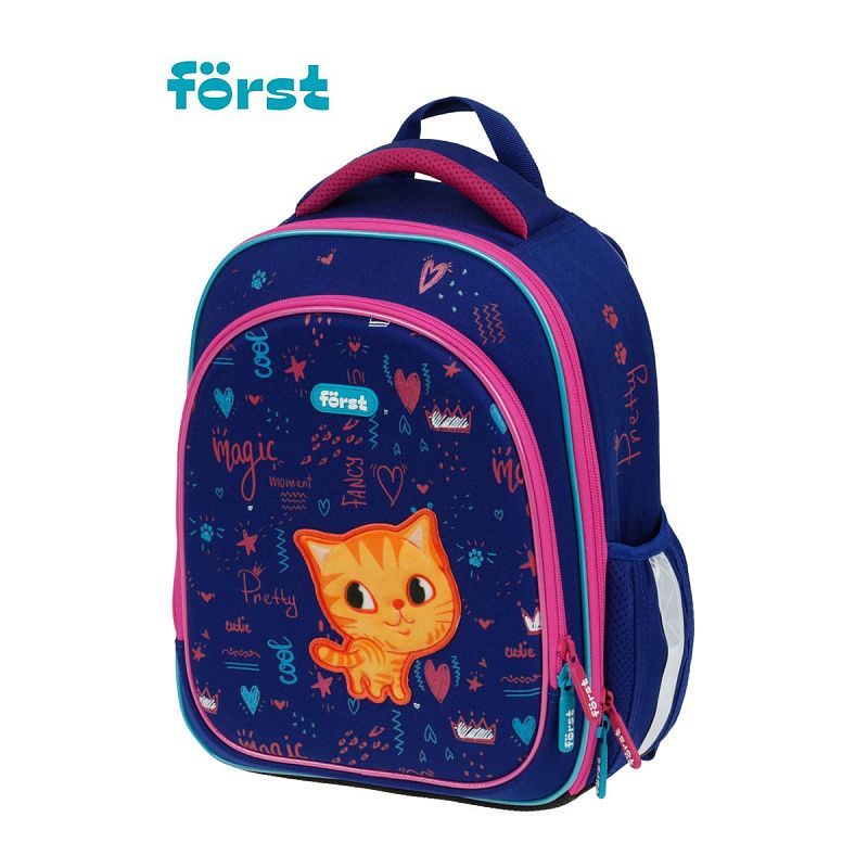 Ранец Först F-LIGHT "Funny cat" 37*28*16см, 2 отделения, 2 кармана, анатомическая спинка 