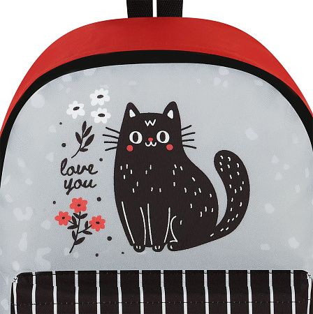 Рюкзак ArtSpace Street "Black Cat with Flowers", 40*29*18см, 1 отделение, 1 карман 