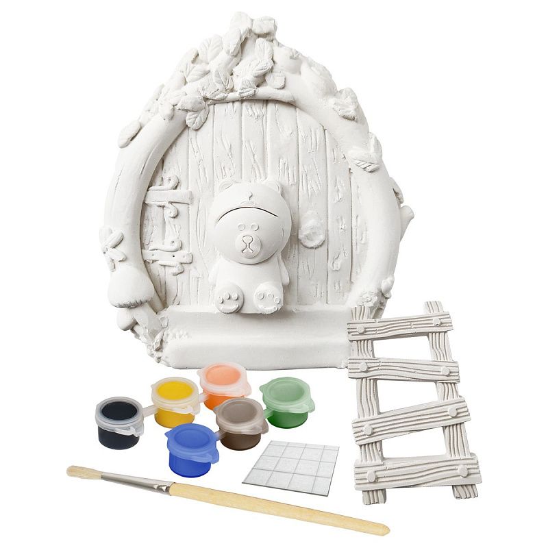 Набор для росписи из гипса ТРИ СОВЫ "В гостях у Мишки", с красками и кистью, картонная коробка