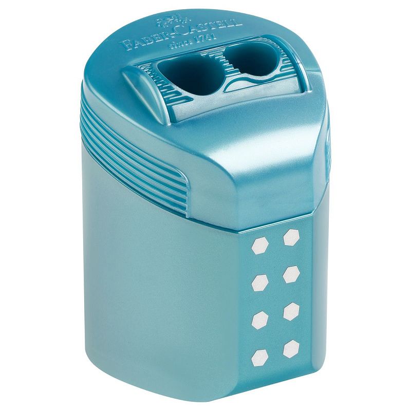 Точилка пластиковая Faber-Castell "Sparkle" 2 отверстия, контейнер, ассорти 