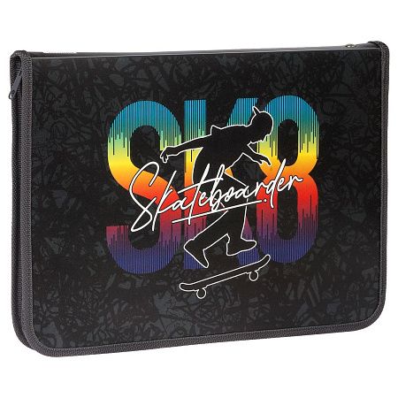 Папка для труда 1 отделение, А4, ArtSpace "Skateboard", 325*230*25мм, пластик, молния вокруг, откид. планка