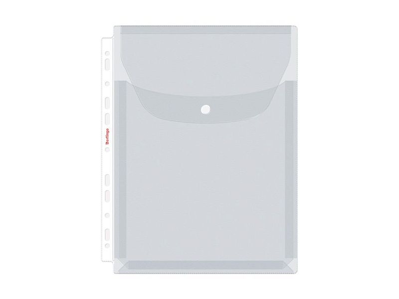 Папка-вкладыш с перфорацией на кнопке Berlingo, А4, ПВХ, 180мкм, глянцевая, расширяющаяся до 250л. НАБОР 10 шт 