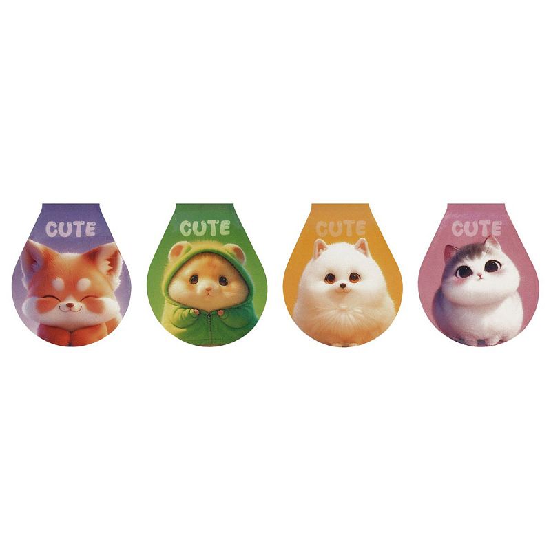 Закладки магнитные для книг, 4шт., MESHU "Plum pets", голографическая фольга 