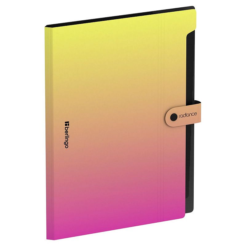Папка 12 отделений Berlingo "Radiance", А4, 600мкм, на кнопке, желтый/розовый градиент 