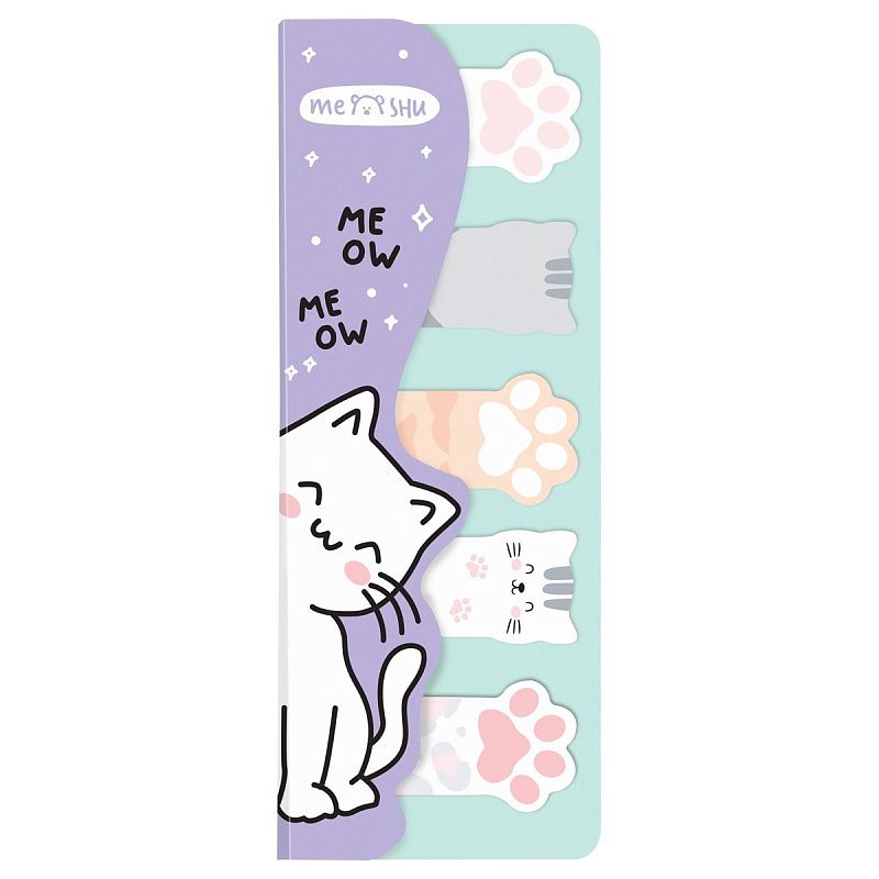 Флажки-закладкиMESHU "Meow paw", 20л*5 цветов, европодвес