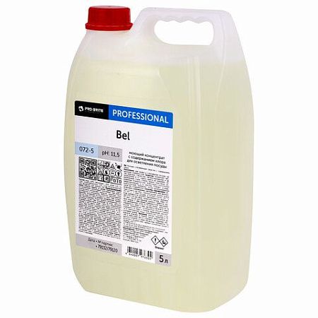 Средство для мытья посуды 5л PRO-BRITE BEL, с хлором, отбеливание, концентрат, 072-5 