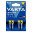 Батарейки алкалиновые "мизинчиковые" КОМПЛЕКТ 4 шт., VARTA LONGLIFE POWER, ААА (LR03, 15А), блистер, 4903121414