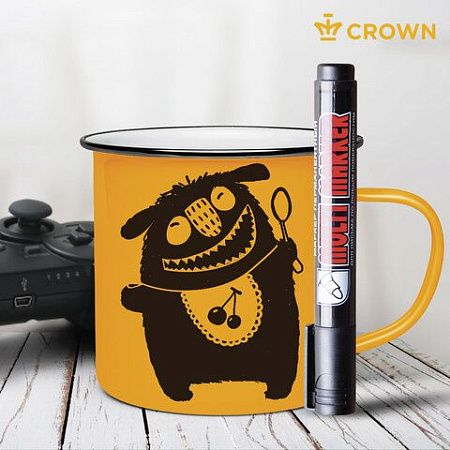 Маркер перманентный CROWN "Multi Marker", ЧЕРНЫЙ, круглый наконечник, 3 мм, CPM-800 