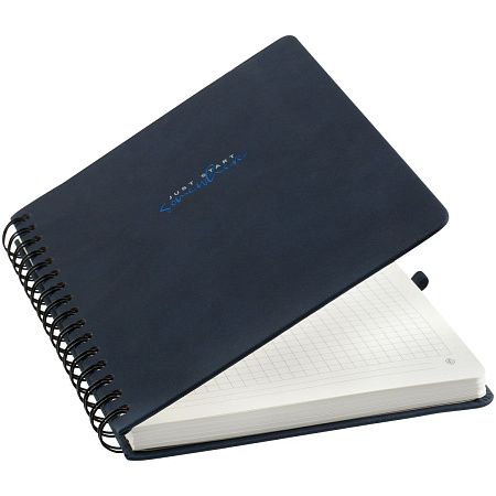 Записная книжка А5 96л., кожзам, на гребне, Greenwich Line "Just start. Blue", твердая обложка, тиснение фольгой, с петлей для ручки