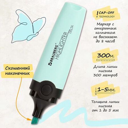 Набор текстовыделителей BRAUBERG 6 шт., АССОРТИ, "DELTA PASTEL", линия 1-5 мм, 151736 