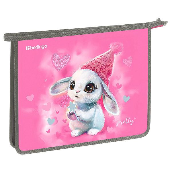 Папка для тетрадей 1 отделение, А5 Berlingo "Dreamy Bunny", 240*205*40 мм, пластик, на молнии