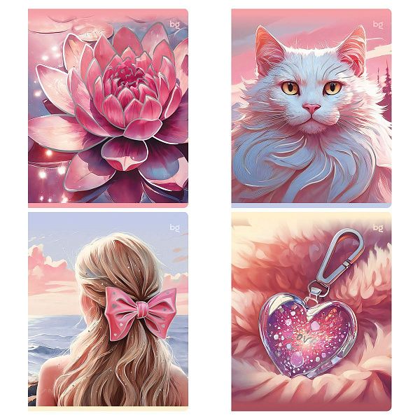 Тетрадь 48л., А5, клетка BG "Нежность", soft-touch ламинация, тиснение фольгой