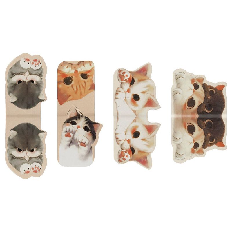 Закладки магнитные для книг, 4шт., MESHU "Cute kittens", матовая ламинация 