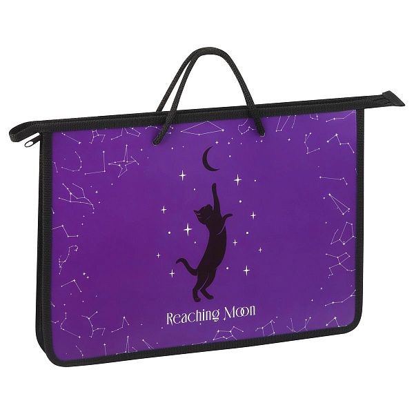 Папка с ручками А4 ArtSpace "Get the Moon", пластик, на молнии, 45мм