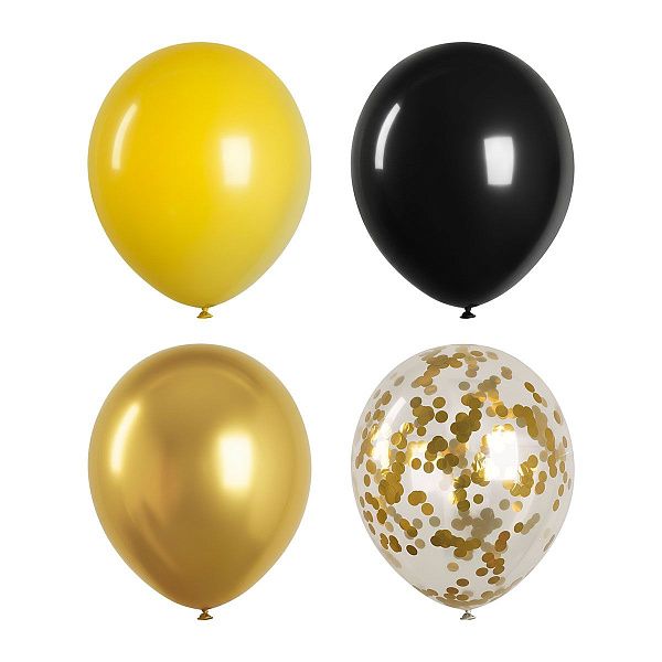 Воздушные шары, 40шт., М12/30см, MESHU, "Gold shine", пастель, 4 цвета ассорти