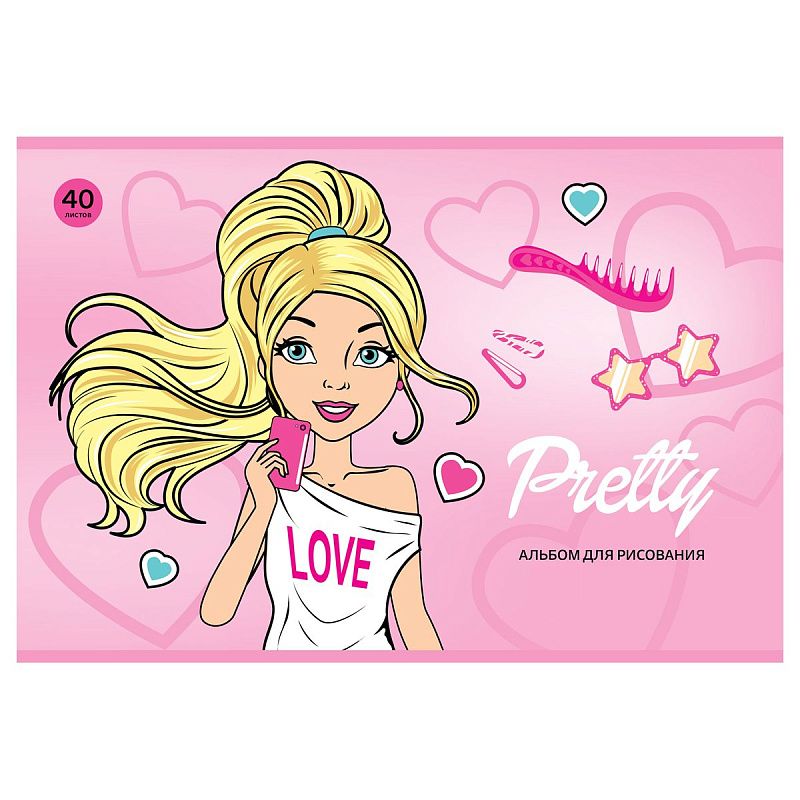 Альбом для рисования 40л., А4, на скрепке BG "Pretty Girls"