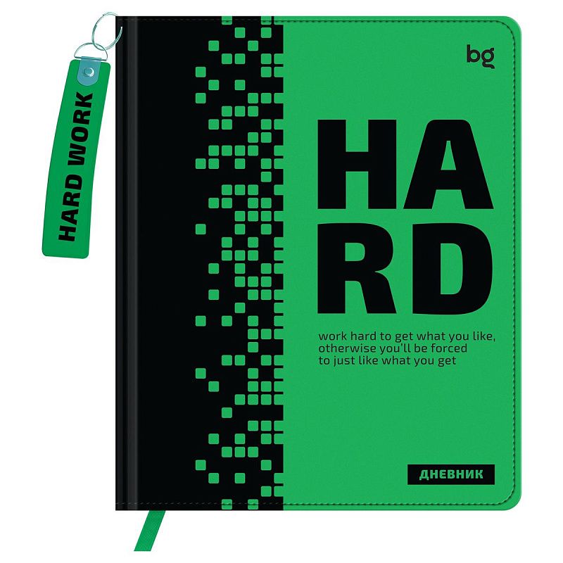 Дневник 1-11 кл. 48л. (твердый) BG "Hard. Green", иск. кожа, печать, брелок, ляссе