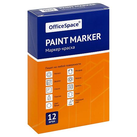 Маркер-краска OfficeSpace белая, 1-4мм, нитро-основа 