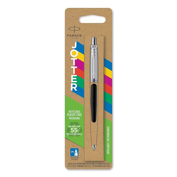 Ручка шариковая Parker "Jotter Black" синяя, 1,0мм, кнопочн., пластик. корпус, блистер