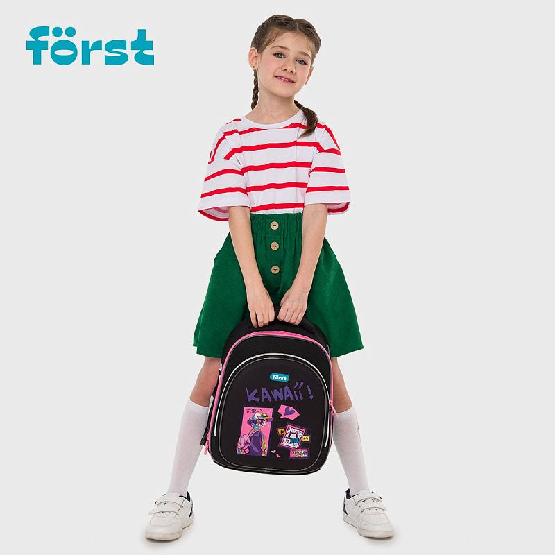 Ранец Först F-Light "Kawaii" 36*27*15см, 2 отделения, 2 кармана, анатомическая спинка 