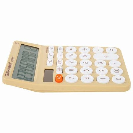Калькулятор настольный BRAUBERG STYLE-12-BG (157х106мм), 12 разрядов, двойное питание, БЕЖЕВЫЙ, 272967