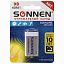 Батарейка SONNEN Alkaline, Крона (6LR61, 6LF22, 1604A), алкалиновая, 1 шт., блистер, 451092