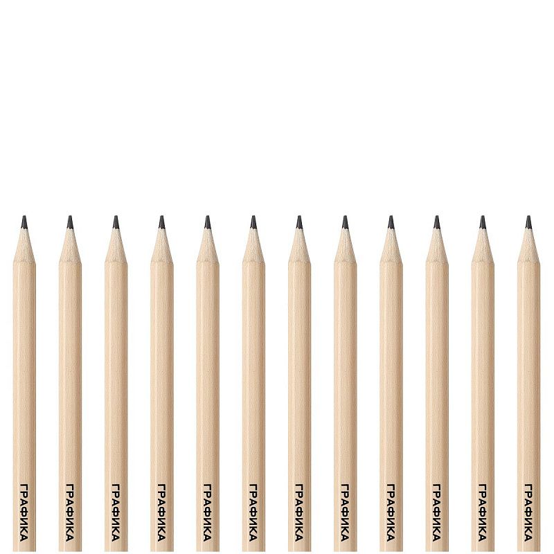 Набор карандашей ч/г Красин "Графика", 12шт., 2H-2B, заточен., пакет, европодвес 