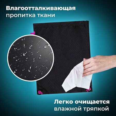 Мешок для обуви BRAUBERG плотный, карман на молнии, подкладка, 43х33 см, Neon Pink, 272428 