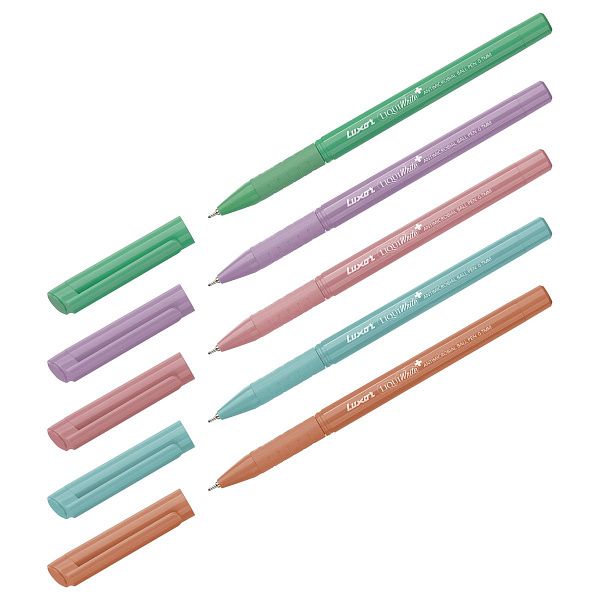 Ручка шариковая Luxor "Liquiwrite" синяя, 0,7мм, с антибактериальным грипом, корпус ассорти