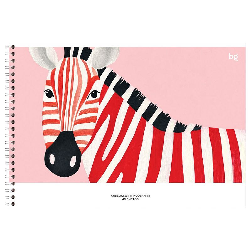 Альбом для рисования 48л., А4, на гребне BG "В красную полоску"