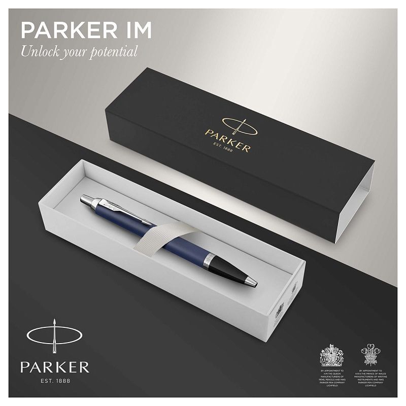 Ручка шариковая Parker "IM Matte Blue CT" синяя, 1,0мм, кнопочн., подарочная упаковка 
