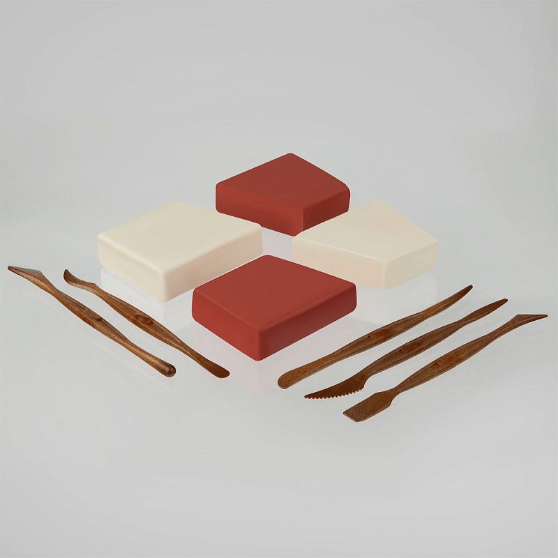 Набор для моделирования JOVI, отвердевающая паста белая 500г.*5шт., терракотовая 500г.*2шт., чемодан