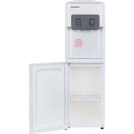 Кулер для воды SONNEN FSC-02AC, напольный, НАГРЕВ/ОХЛАЖДЕНИЕ КОМПРЕССОР, шкаф, 2 крана, белый, 455420