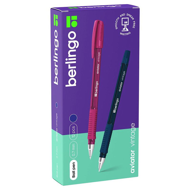 Ручка шариковая Berlingo "Aviator Vintage" синяя, 0,7мм, грип 