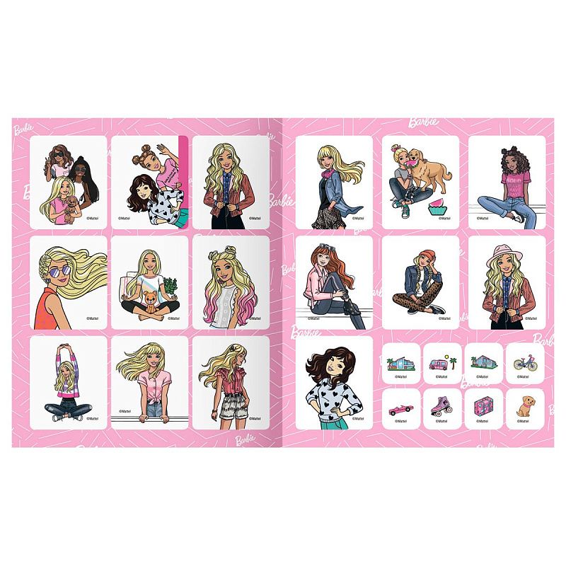 Раскраска с наклейками А5, 16 стр., ТРИ СОВЫ "Наклей и раскрась. Барби"