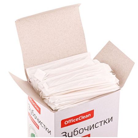 Зубочистки OfficeClean деревянные, в индивидуальной бумажной упаковке, 1000шт. 