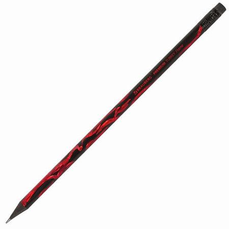 Карандаш чернографитный BRAUBERG "PREMIUM TURKEY", 1 шт., "Flame", НВ, ассорти, дисплей,181565 