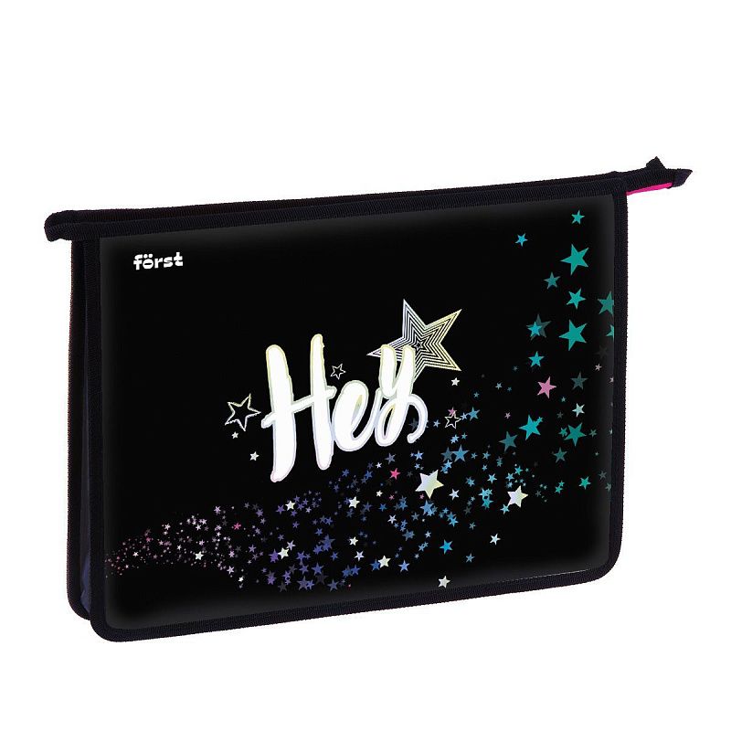 Папка для тетрадей 1 отделение, А4 Först "Hey!" , 340*245*40 мм, пластик, на молнии