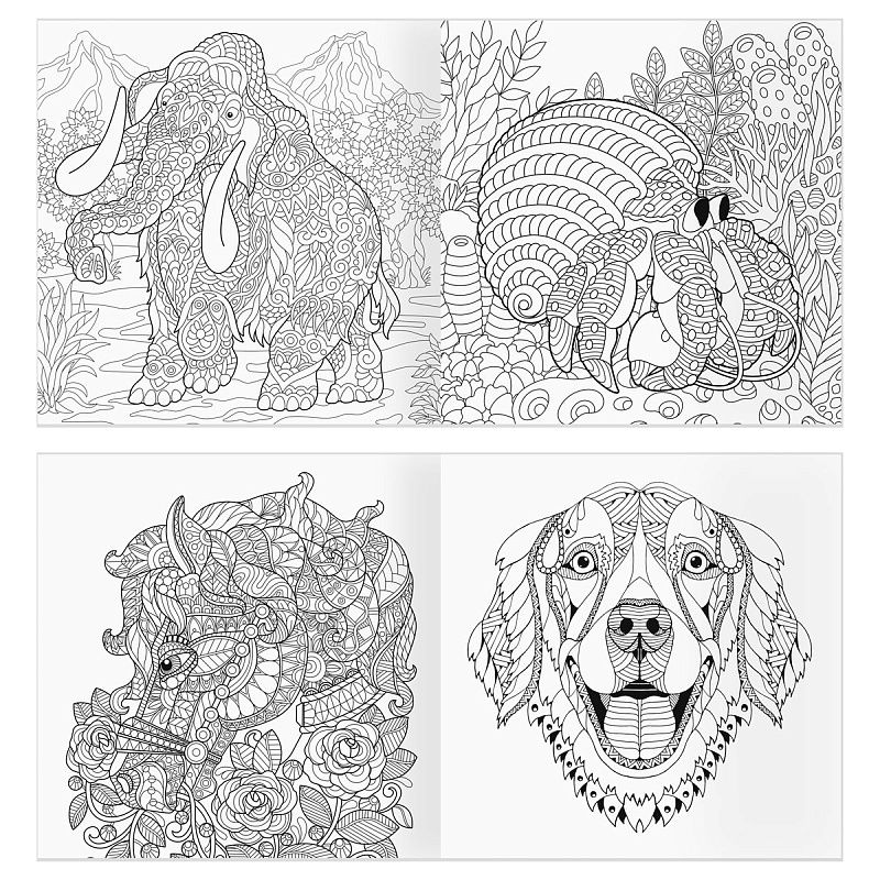 Раскраска для взрослых 228*228, 64 стр., ТРИ СОВЫ "Антистресс-терапия. Животные", склейка